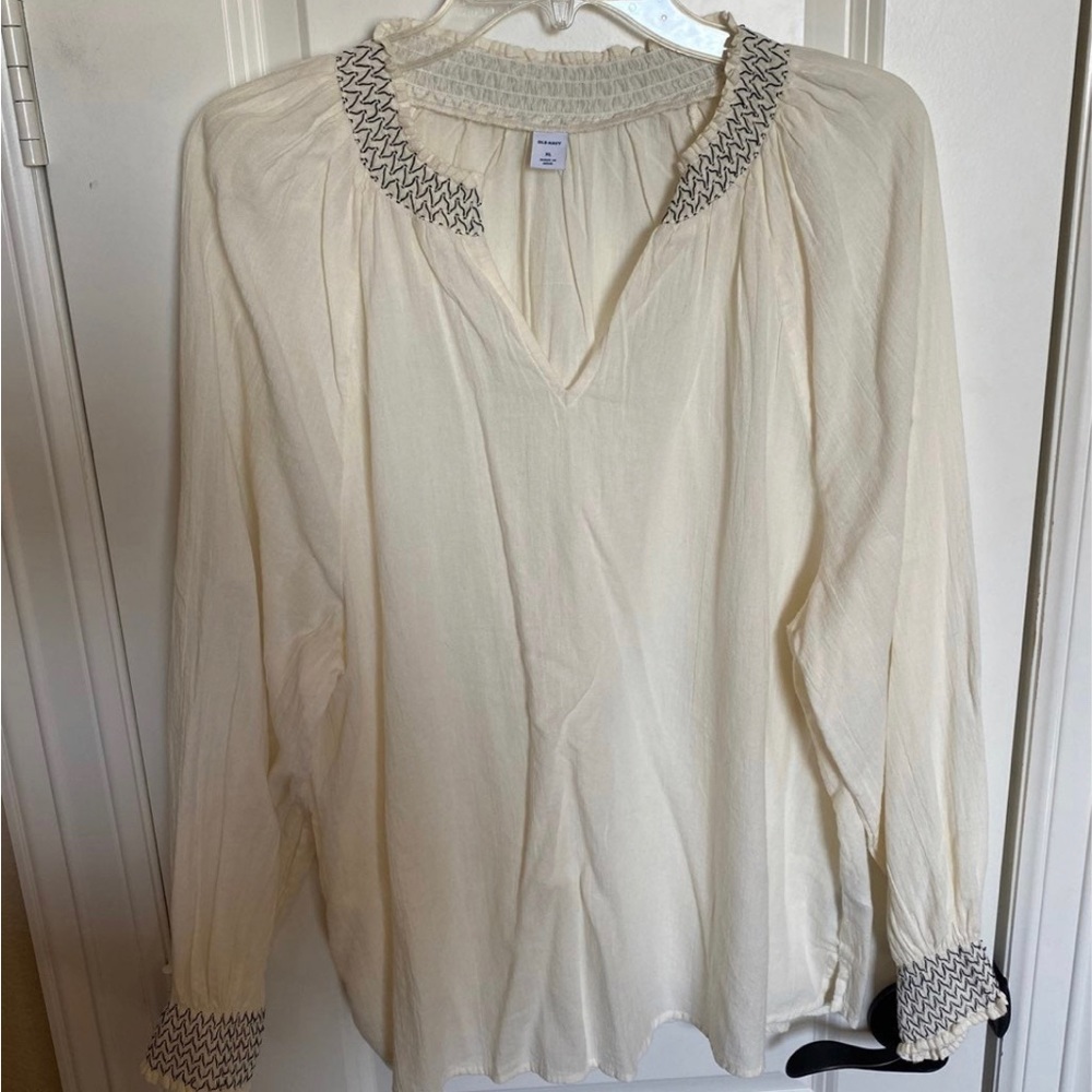 NWOT Womens plus size clothes Old Navy Embroidered Peasant Blouse Top size: XL
